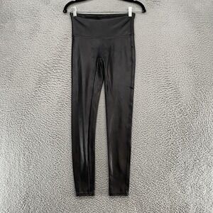 Spanx Faux Leather Leggings Womens Medium Black High Rise Shaping Pull On Ankle
